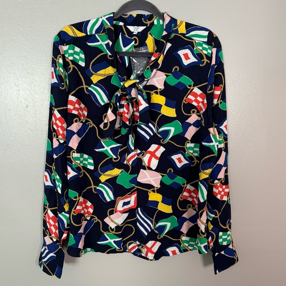 NWT Crown&Ivy Nautical Flags Blouse - Picture 8 of 10